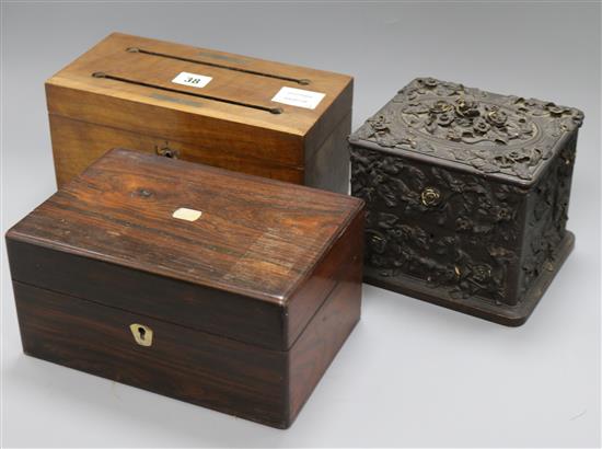 An Edwardian letter box and two other boxes